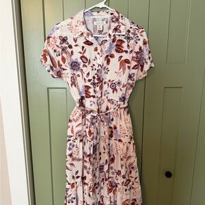 Rachel Zoe Floral Midi Dress - Cream, Rust and Purple